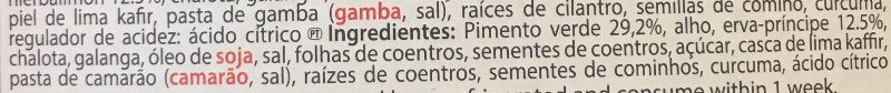 Foto da lista de ingredientes