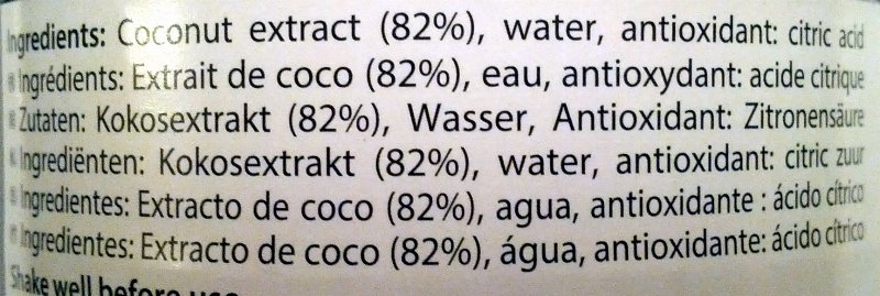 Foto da lista de ingredientes