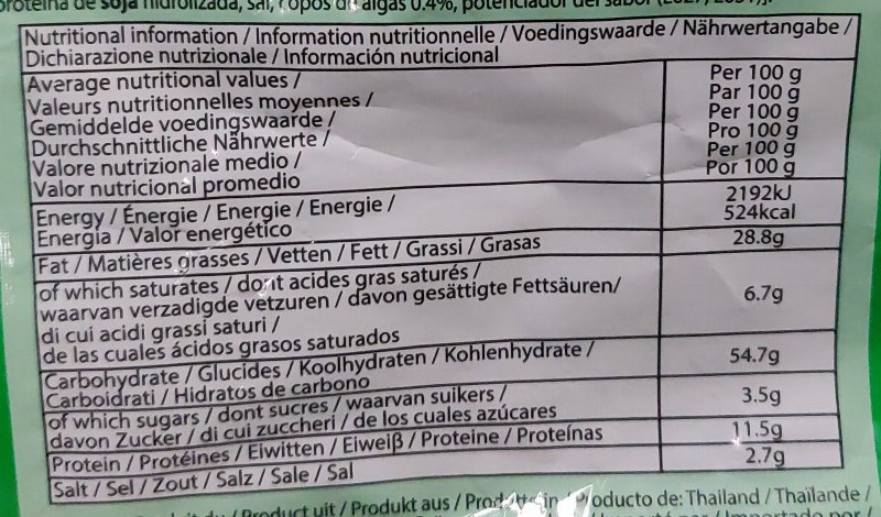 Foto da tabela nutricional