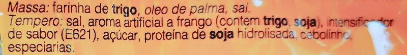 Foto da lista de ingredientes