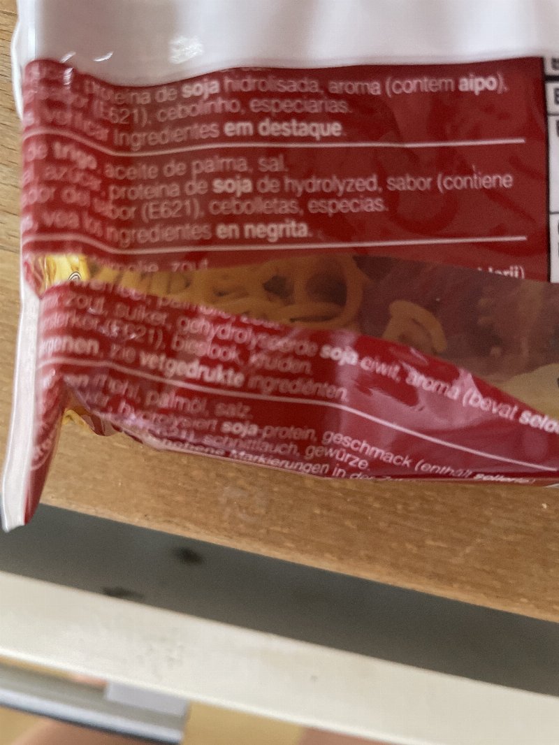 Foto da lista de ingredientes
