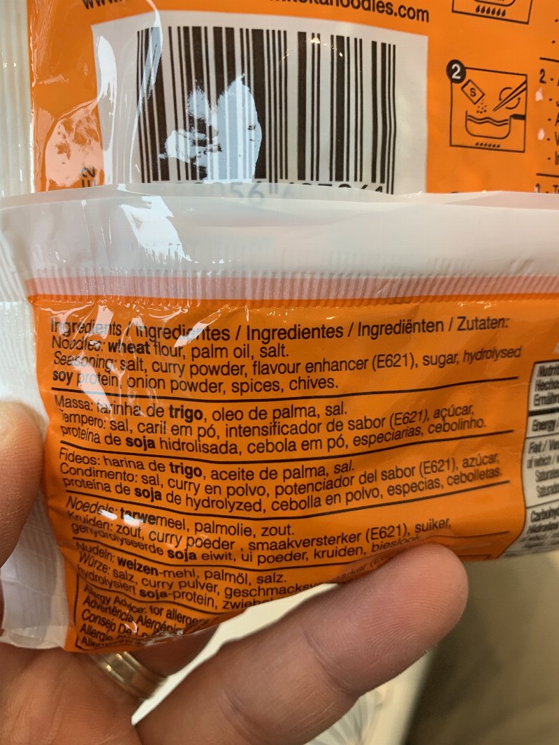 Foto da lista de ingredientes