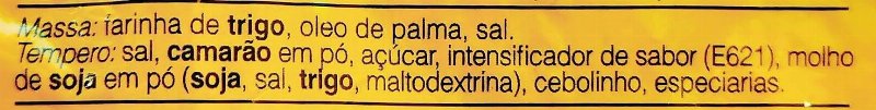 Foto da lista de ingredientes