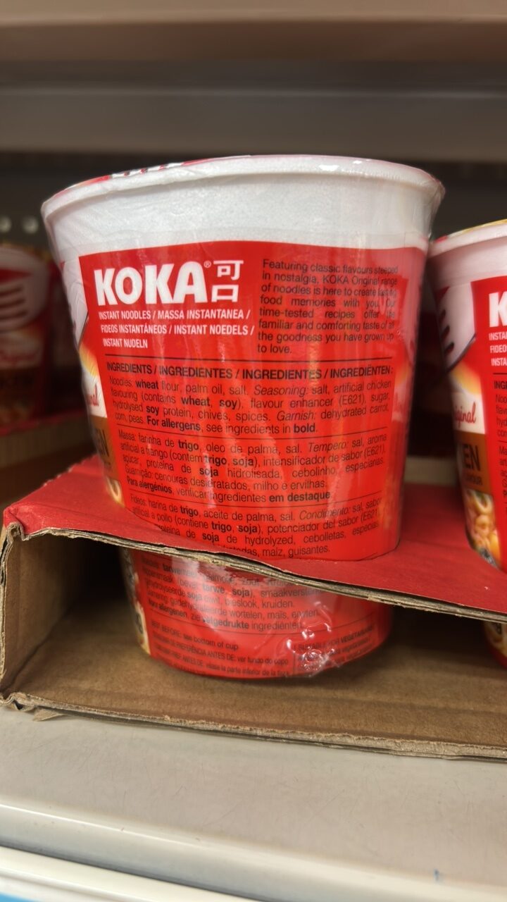 Foto da lista de ingredientes