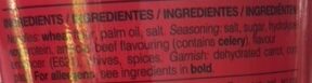 Foto da lista de ingredientes