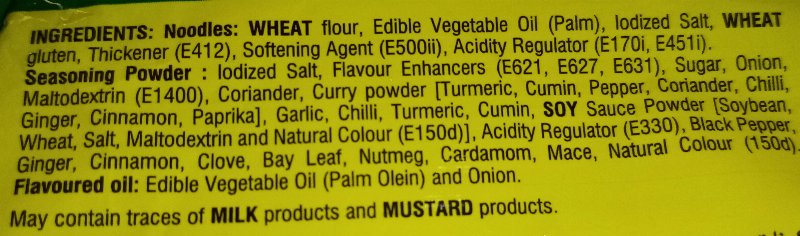 Foto da lista de ingredientes