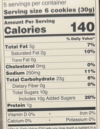 Foto da tabela nutricional