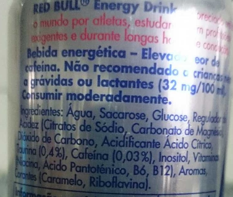 Foto da lista de ingredientes