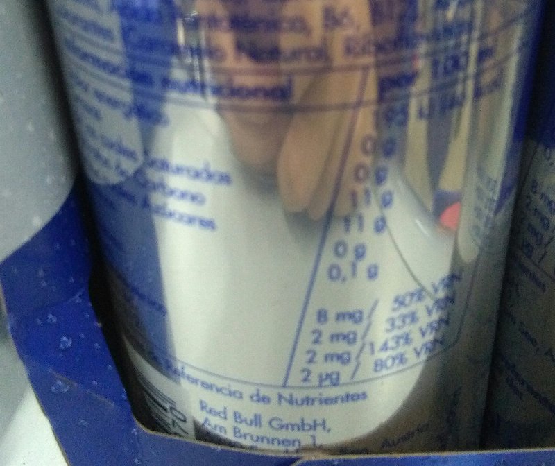Foto da tabela nutricional