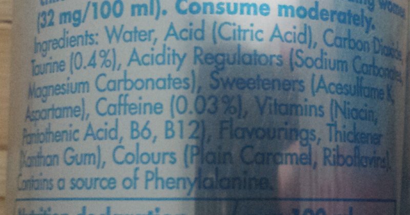 Foto da lista de ingredientes
