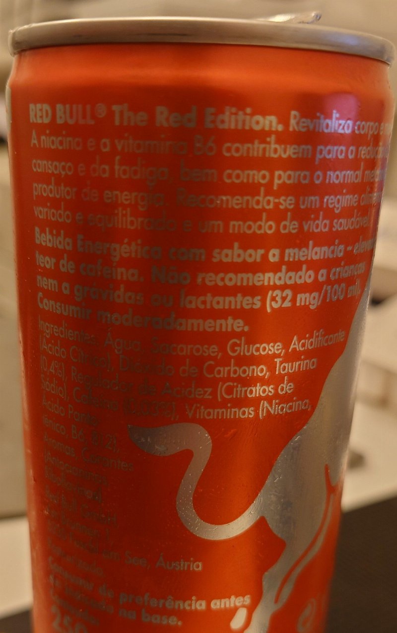 Foto da lista de ingredientes