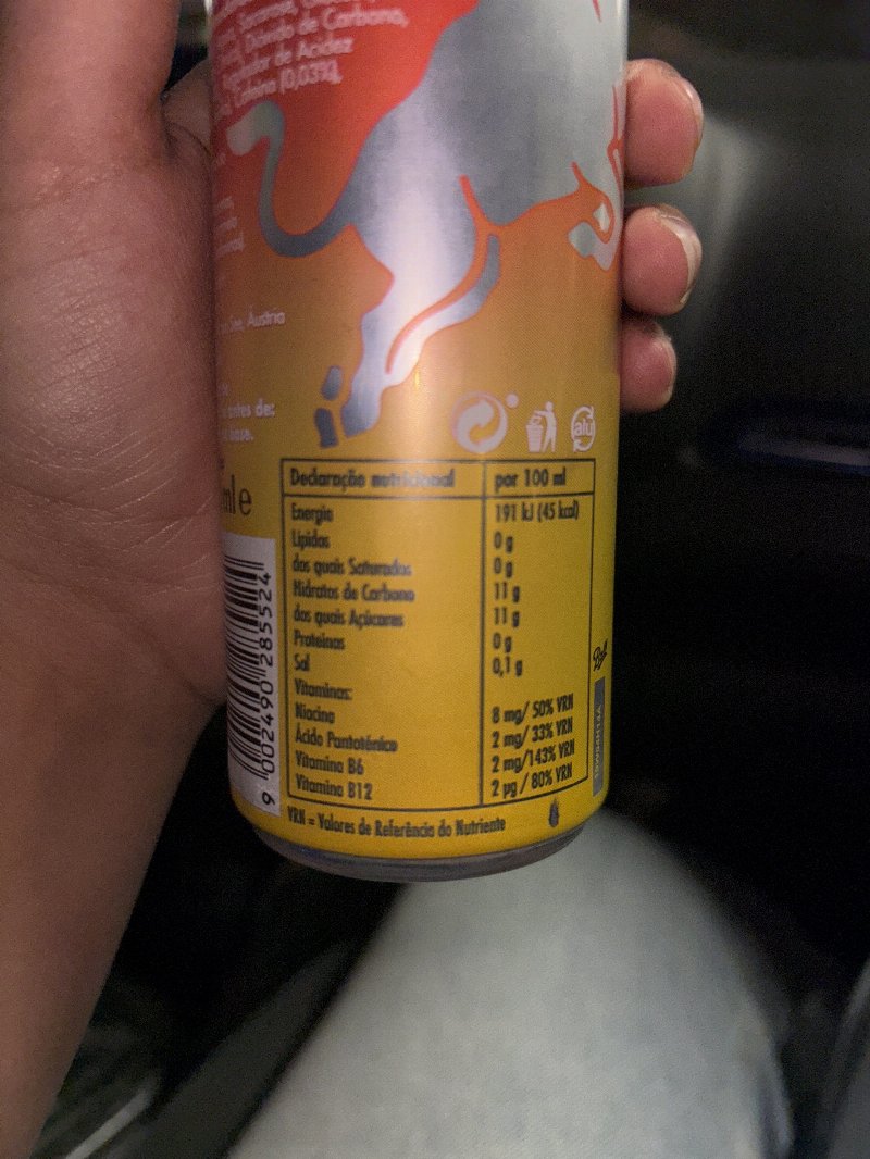 Foto da tabela nutricional