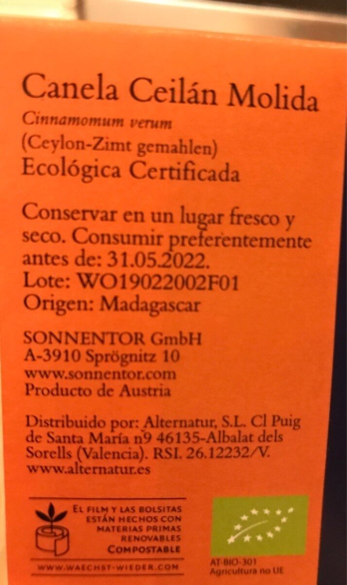 Foto da tabela nutricional