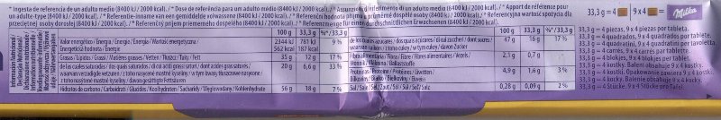 Foto da tabela nutricional