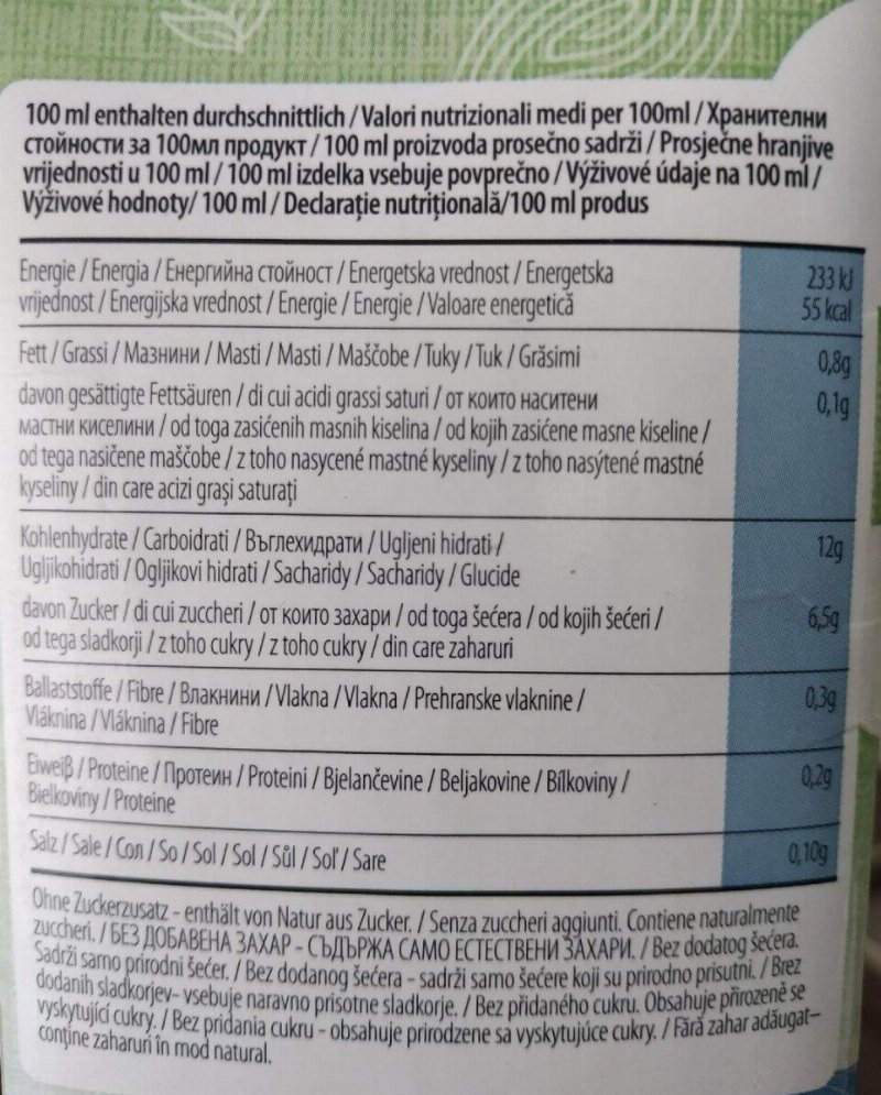 Foto da tabela nutricional