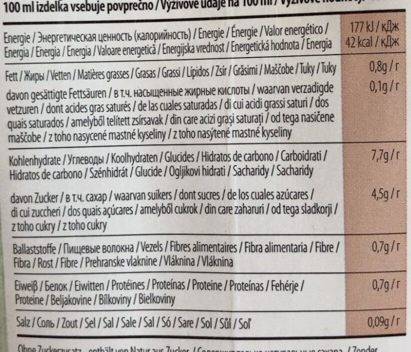 Foto da tabela nutricional