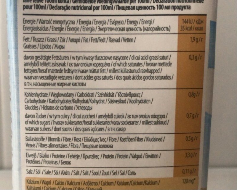 Foto da tabela nutricional