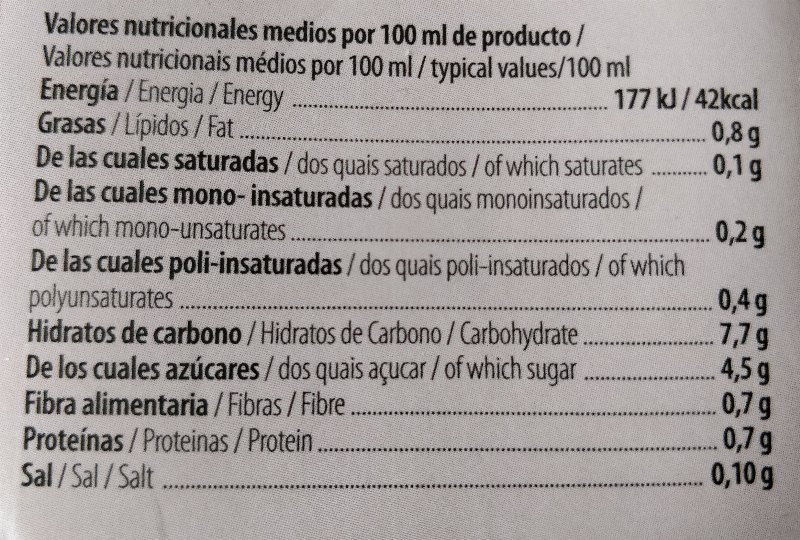 Foto da tabela nutricional