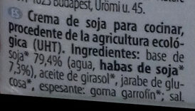Foto da lista de ingredientes
