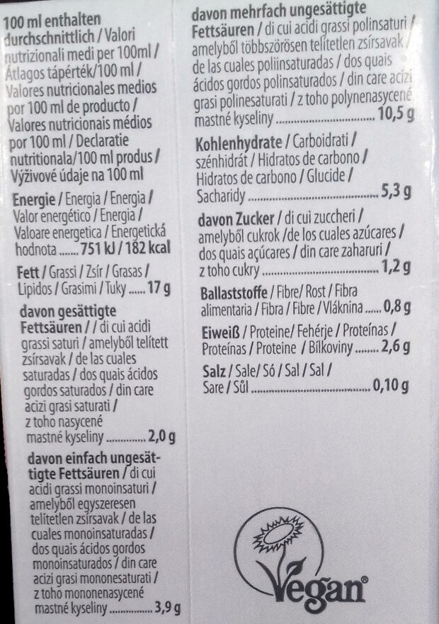 Foto da tabela nutricional