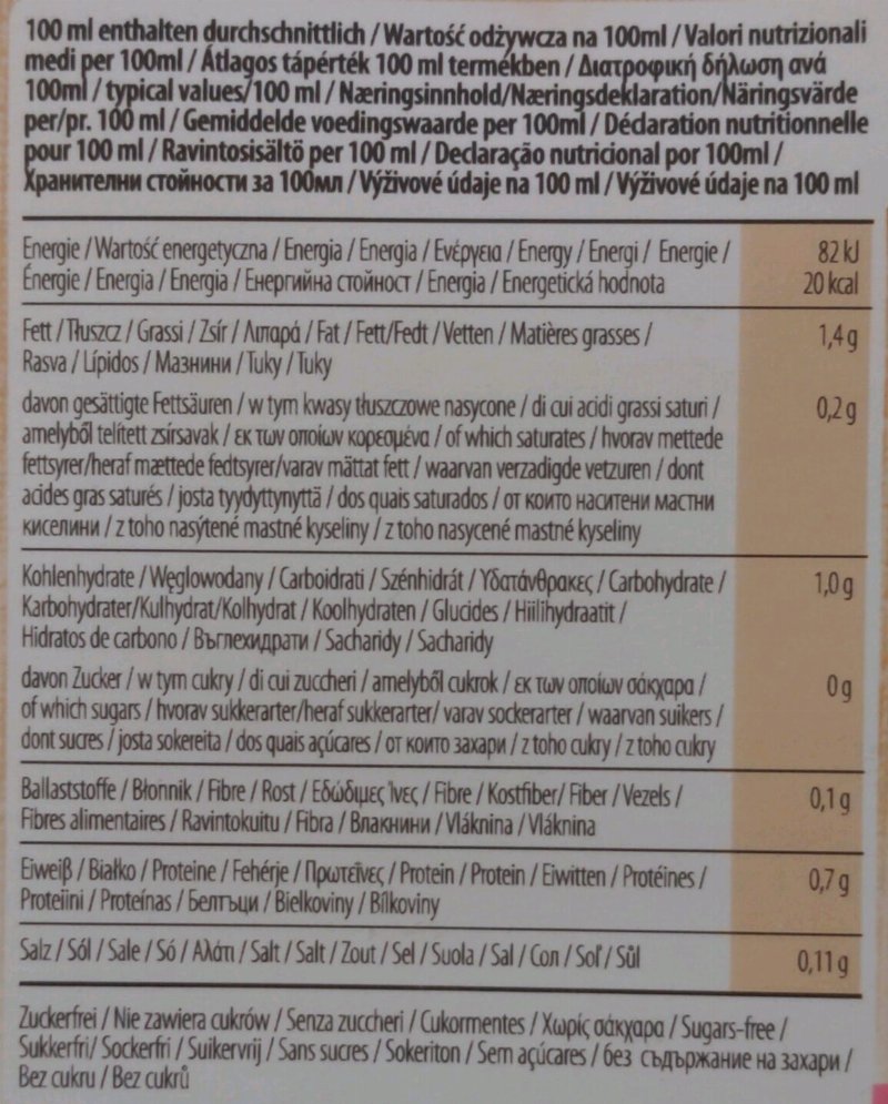 Foto da tabela nutricional