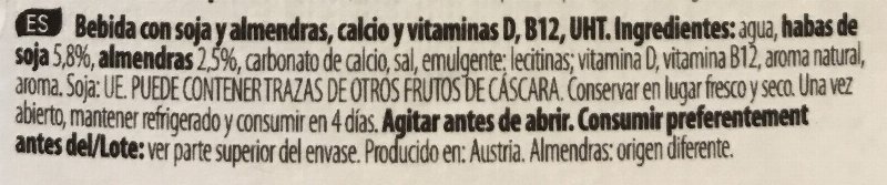 Foto da lista de ingredientes