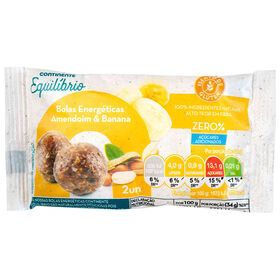 Bolas Energéticas De Amendoim E Banana Continente Equilíbrio 34 gr (2 Un)