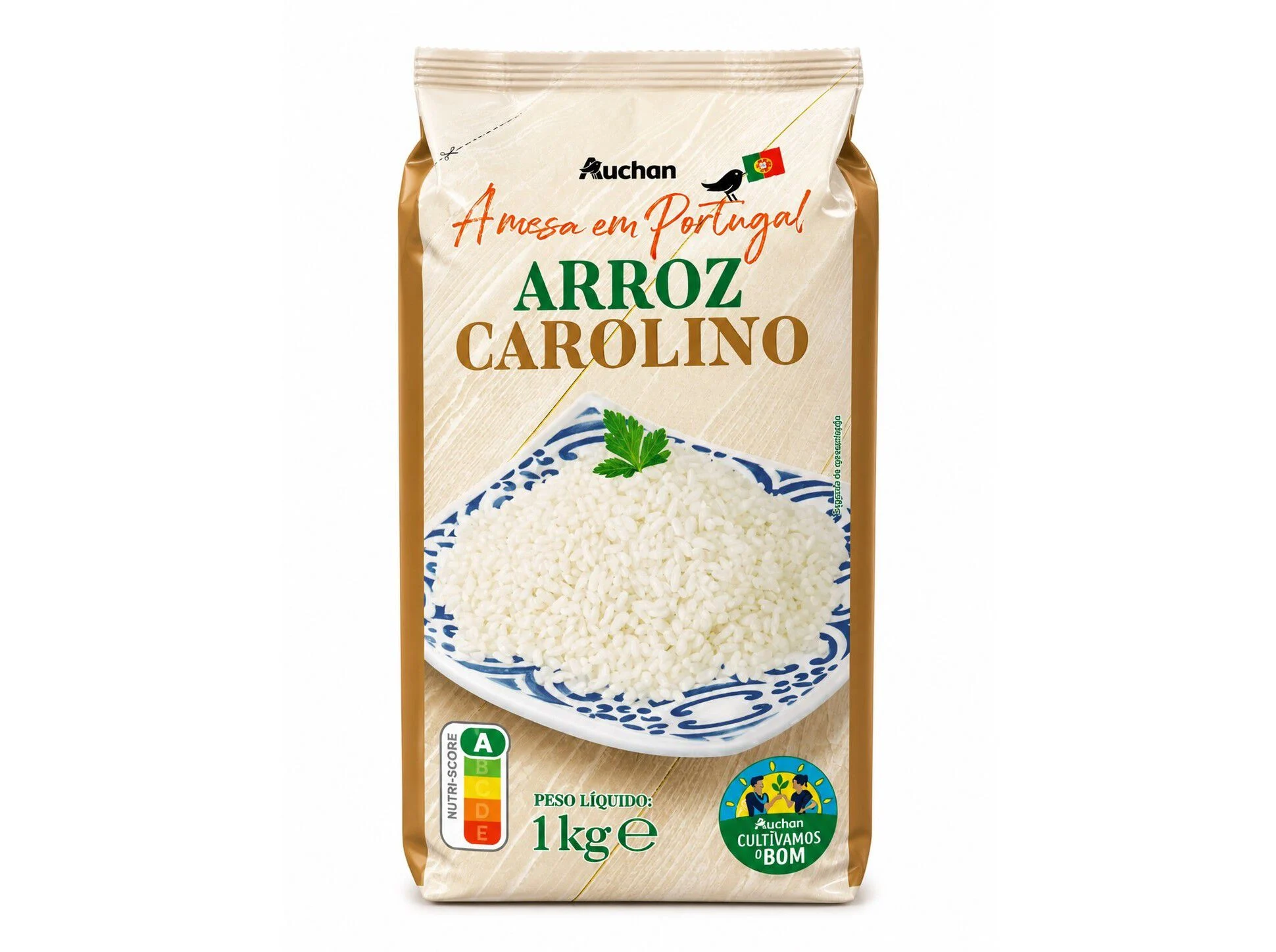 Arroz Carolino Extra AUCHAN Cultivamos o Bom Longo Branqueado Vida 1 kg
