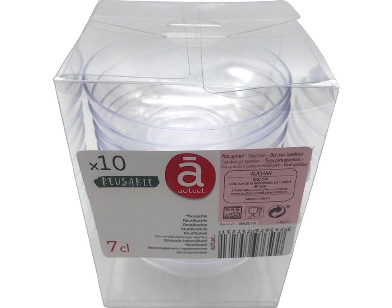 Taças Reutilizáveis Actuel Em Plástico Transparente 7 cl Pack 10Unidades