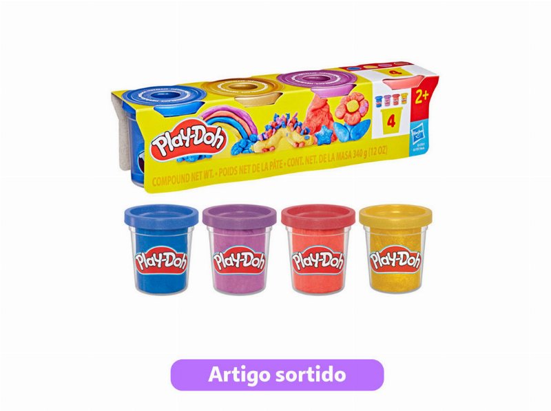 Kit De 4 Play Doh Cores Sortidas