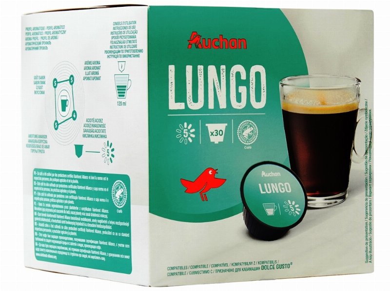 Cápsulas Auchan Café Compatível Dolce Gusto Lungo 30Un