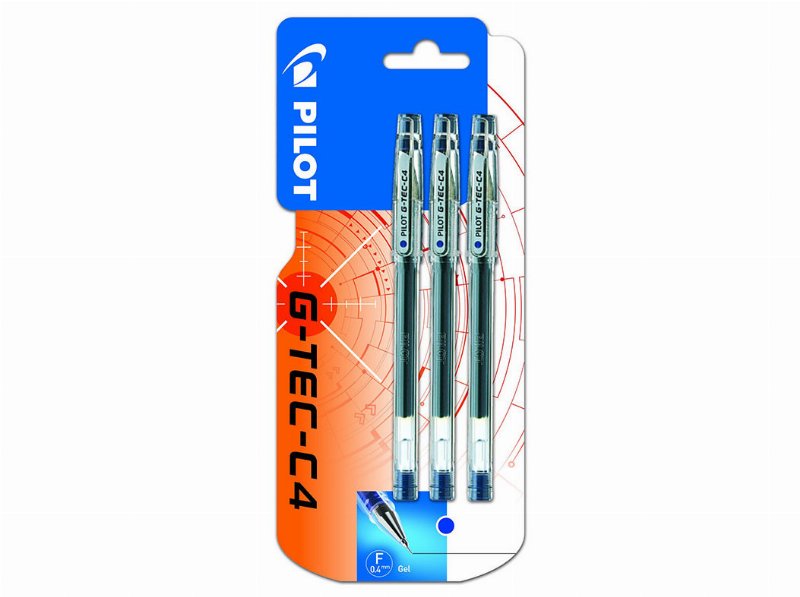 Esferográfica Gel Pilot G-Tec-C4 0.4Mm Azul 3 Unidades