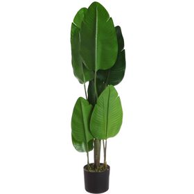 Planta Artificial Folhas Verdes Largas 100Cm Kasa
