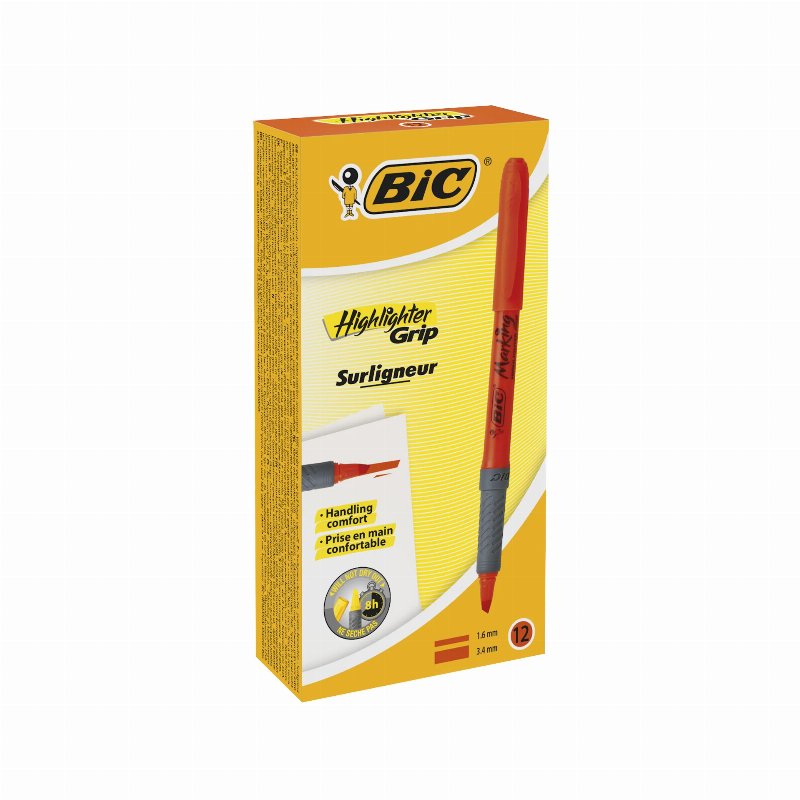 Bic Caixa De 12 Marcadores Brite Liner Grip Laranja