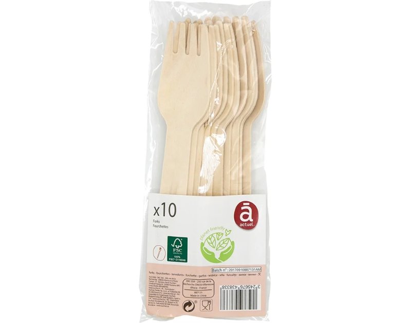Garfos Descartáveis Actuel Em Madeira Eco Pack 10 Unidades
