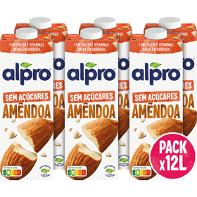Bebida Vegetal De Amêndoa Sem Açúcar Alpro 12 X 1 Lt