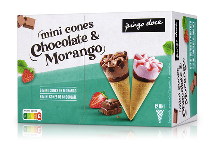 Gelados Mini Cones De Chocolate E Morango Pingo Doce 0.336L