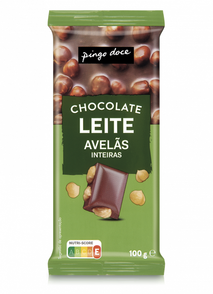 Tablete De Chocolate De Leite Com Avelãs Inteiras Pingo Doce 0.1Kg