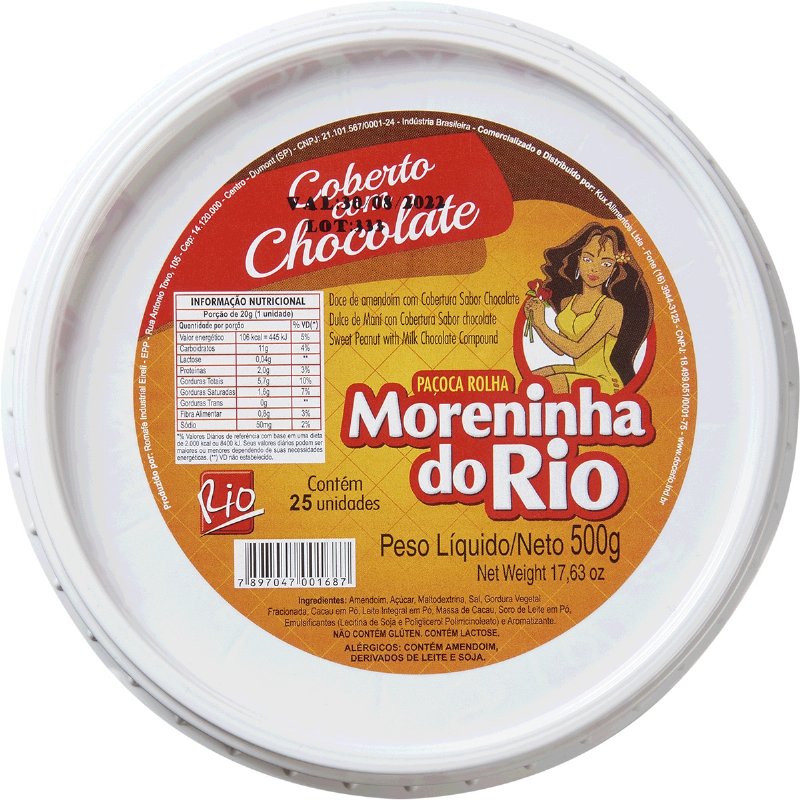 Doce De Amendoim Com Cobertura Sabor De Chocolate 500 g