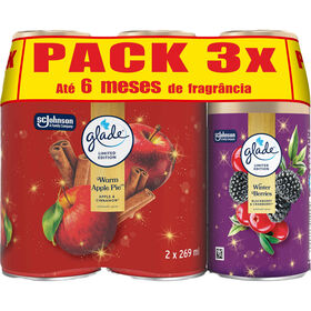 Ambientador Recarga Difusor Warm Apple Pie + Winter Berries Glade 3 X 269 ml
