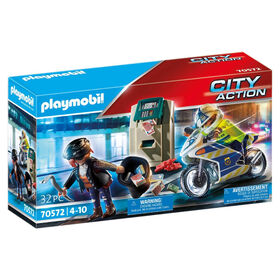 Playmobil - Moto Da Polícia: Perseguição Do Ladrão De Dinheiro - 70572