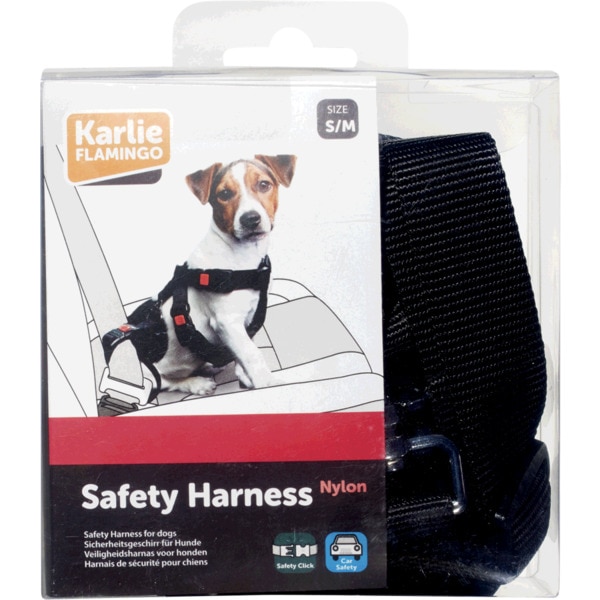 Cinto De Segurança Para Cão Nylon Tamanho S/M Preto 1 unidade