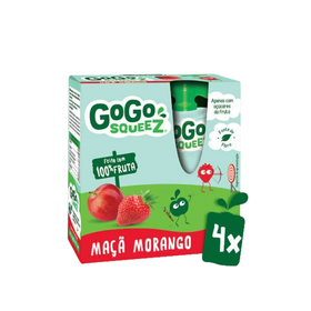 Pack  Saquetas De Fruta Maçã E Morango +3A Gogo Squeez 4 X 90 gr