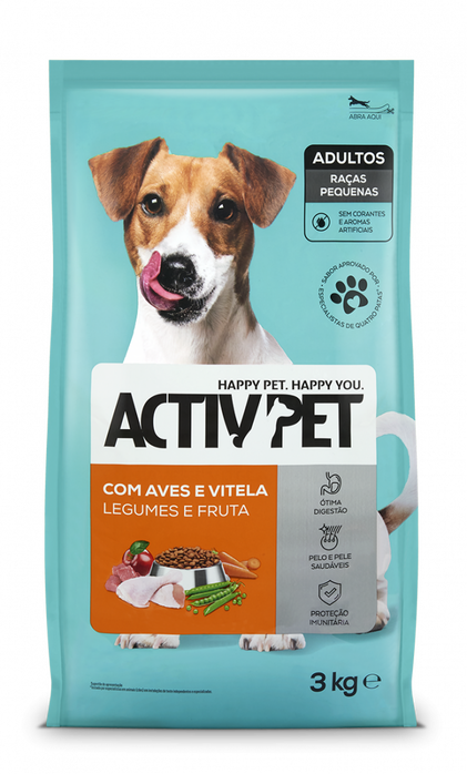 Comida Seca Para Cão Raças Pequenas Com Aves E Vitela Activpet 3Kg