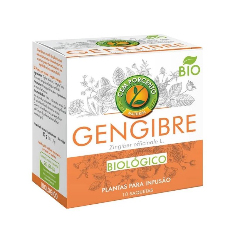 Chá De Gengibre Infusão Cem Porcento Bio 10 Saquetas