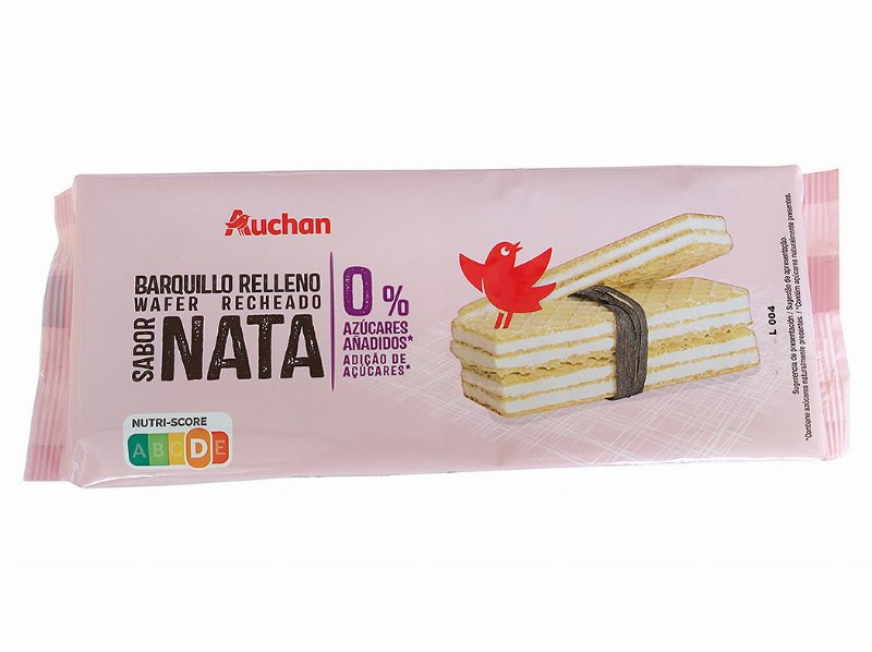 Bolacha Wafer Auchan Recheio Nata 0%Açucar 200 g