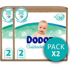Fraldas Cuidado Total 4-8 kg T2 Dodot 100 Un (2 X 50 Un)