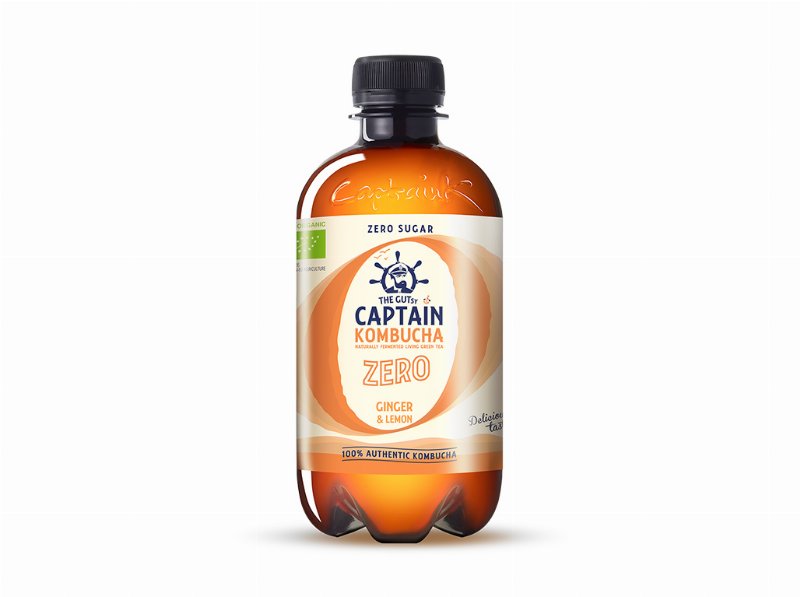 Kombucha The Gutsy Captain Gengibre Limão 0%Açúcares Bio 400 ml