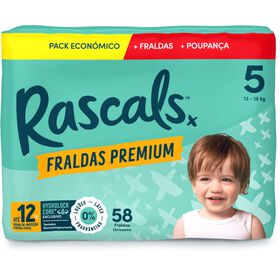 Box Fraldas Premium 13-18 kg T5 Rascals 58 Un