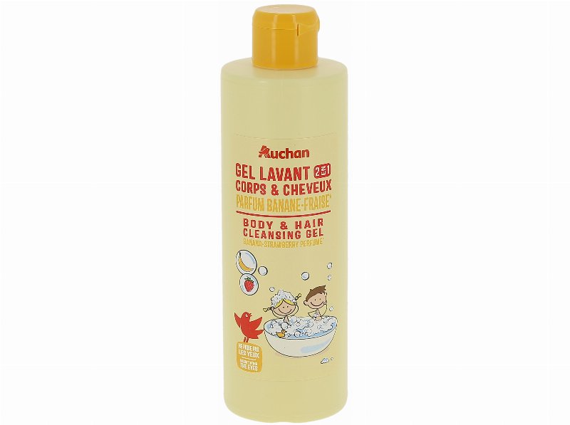 Gel De Banho Auchan Kids 2Em1 Corpo E Cabelo Banana E Morango 250 ml